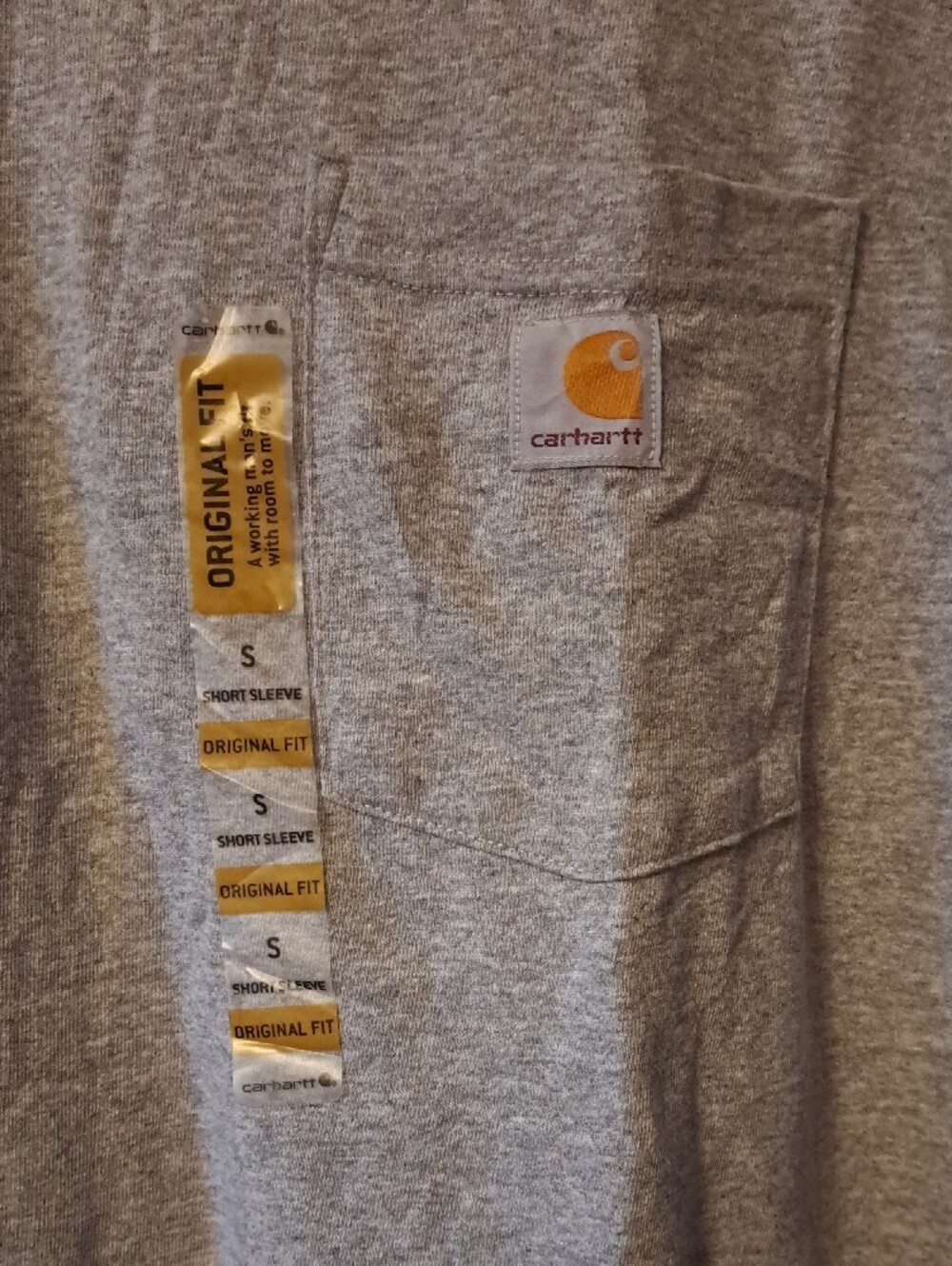 Men's Carhartt Gray Short Sleeve Pocket Tee - Crewneck NWT - Picture 2 of 6